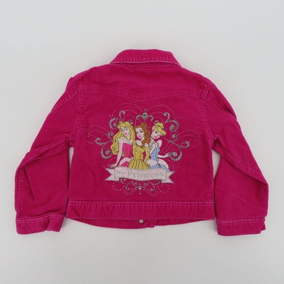 Disney Girls Extra Small XS 4 Pink Shimmer Embroidered Princess Corduroy Jacket - Picture 6 of 14